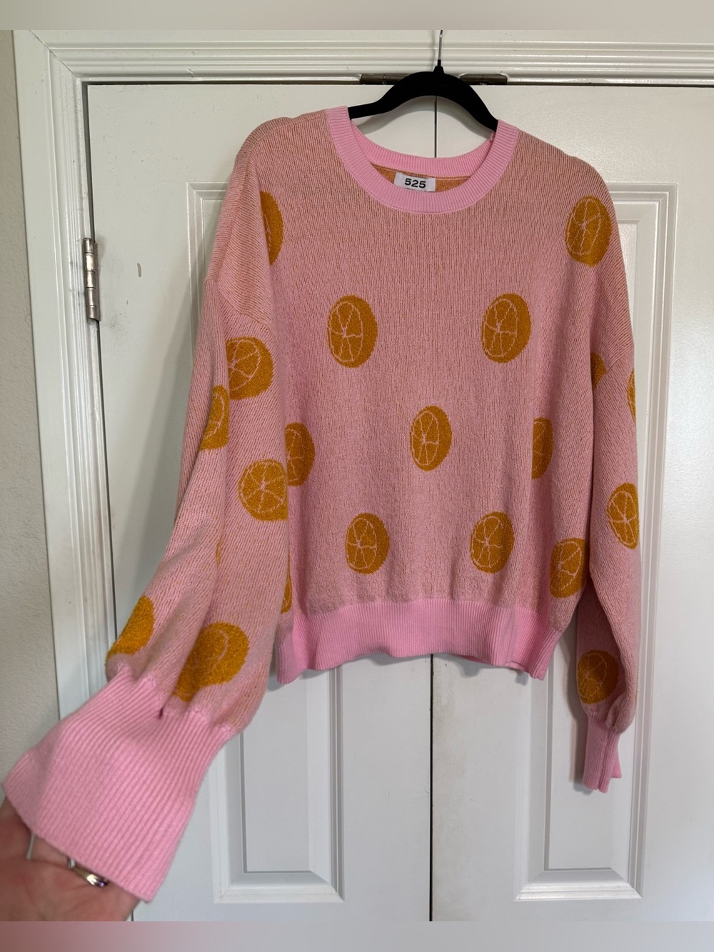 525 America Orange Slices Pullover Long Puffy Sleeves SZ XL NWOT
